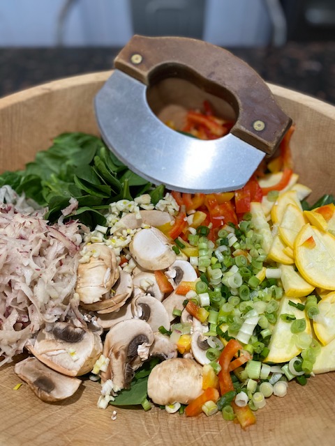 veggies in cutting bowl